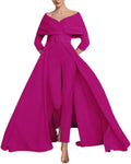 Two Piece Jumpsuit Mother of The Bride Dresses for Women Off Shoulder Satin Elegant Formal Evening Dress for Women