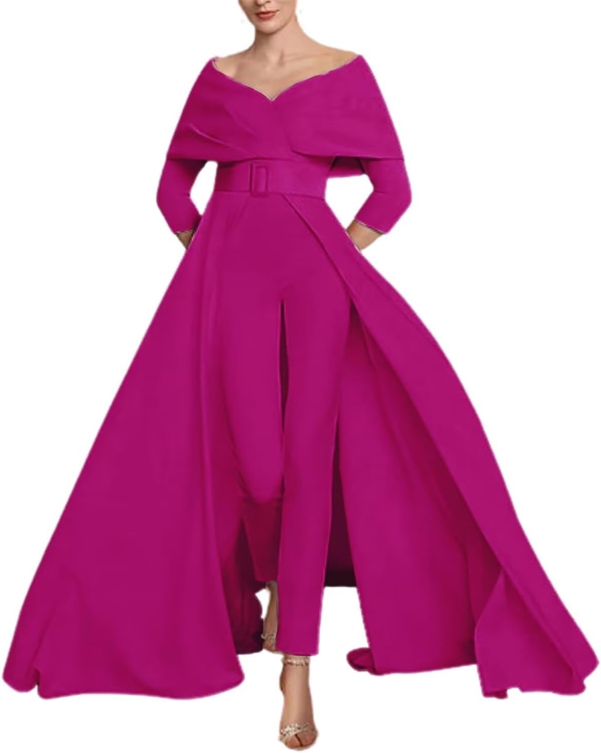Two Piece Jumpsuit Mother of The Bride Dresses for Women Off Shoulder Satin Elegant Formal Evening Dress for Women