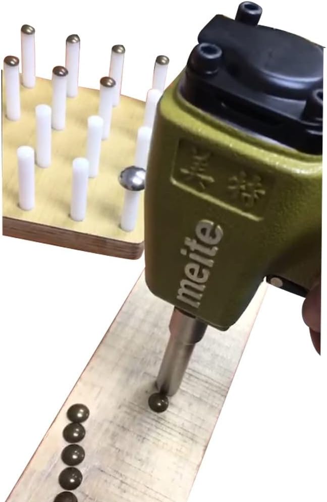 meite ZN1170B Pneumatic Deco Nail Gun 7/16 Inch (11.7mm) Head Diameter Air Decorative Tack Nailer Pins Nailer Replaceable Centring Sleeve for Sofa Leather, Upholstering Furniture
