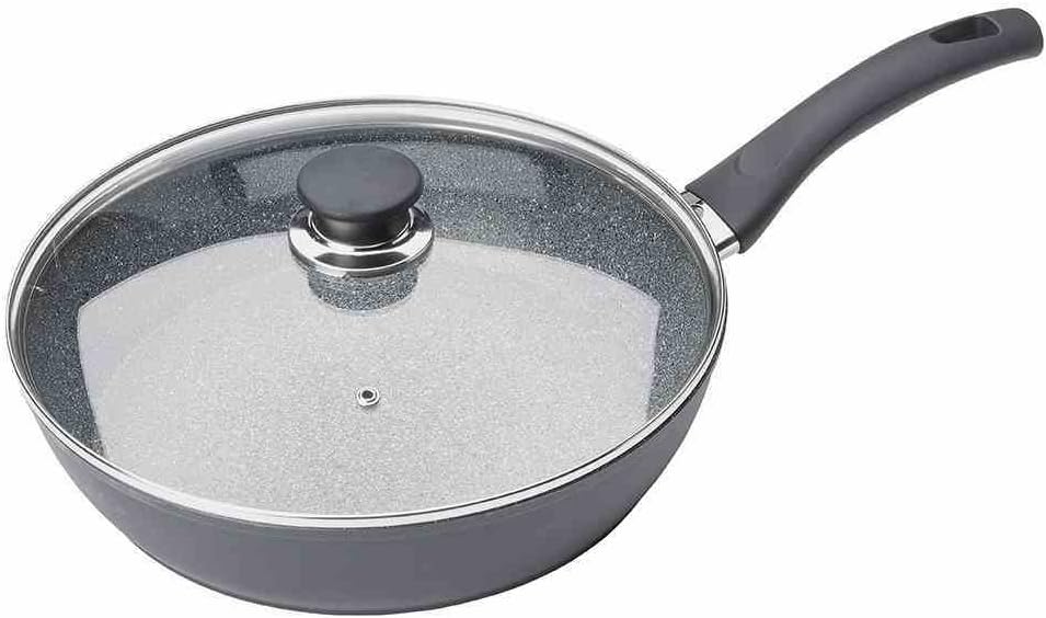 BALLARINI Bari 9N1C-D.28 Sauté Pan 28 cm with Glass Lid Aluminium with Granitium Non-Stick Coating Suitable for Induction Cookers Temperature Control Made in Italy