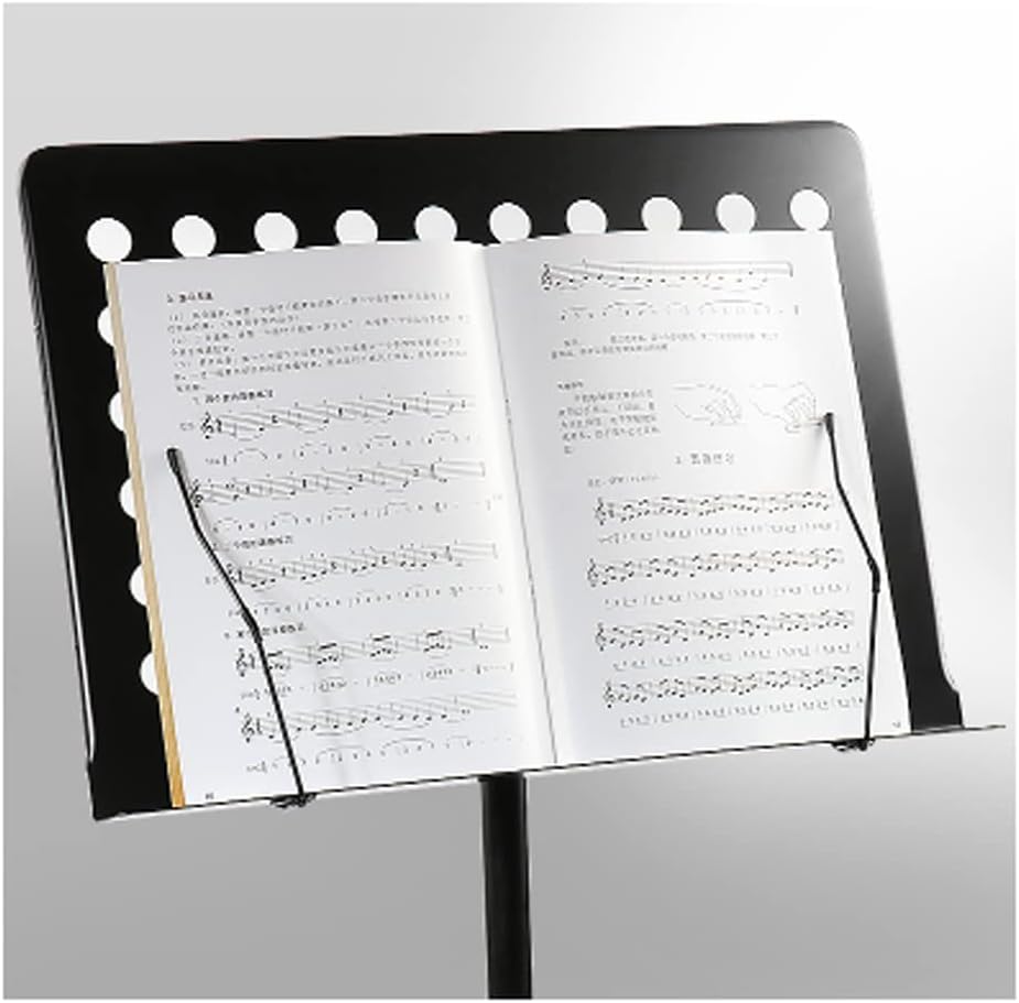 LXX Dual-Use Professional Foldable Sheet Music Stand Book Stand with Microphone Stand Holder and Carry Bag Music Sheet Clip