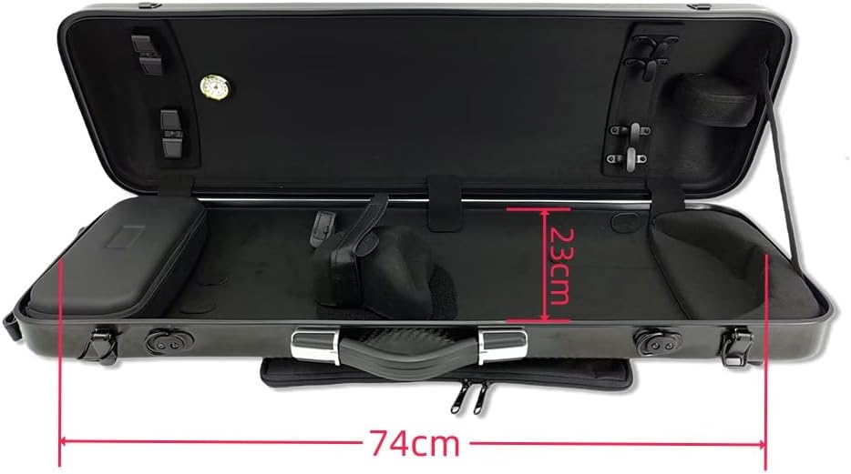 Violin case 4/4 Full size High strength Carbon fiber hard shell Durable handles Internal storage with Backpack straps Music Sheet bag (Black)