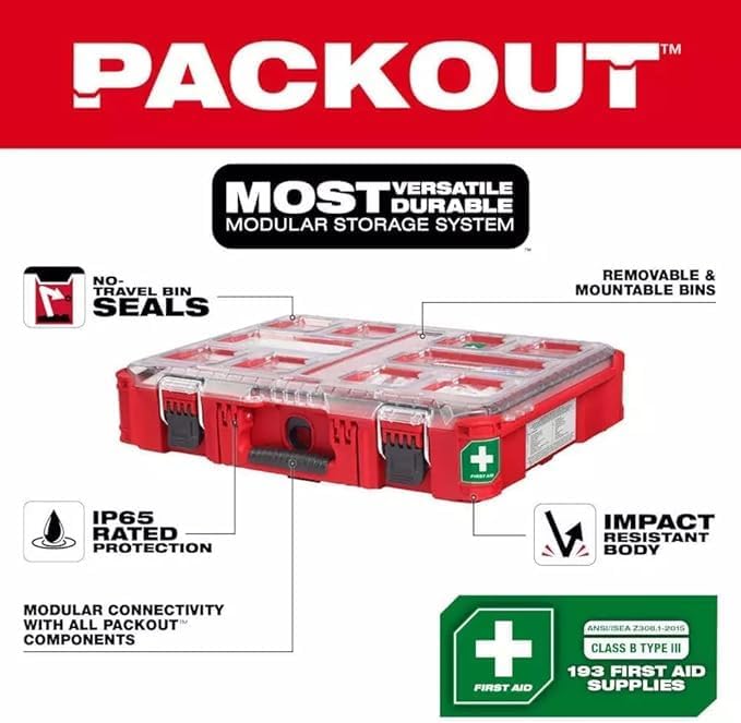 for Milwaukee 48-73-8430C 193PC Class B Type III PACKOUT First Aid Kit