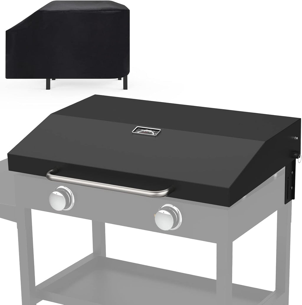 2026 Upgraded Lid for Blackstone Griddle Lid 28 Inch, BBQ Future Hinged Hard Cover with Thermometer & Reinforced Hinge Compatible with 28' Models 1517 2206 1853 1885 & More