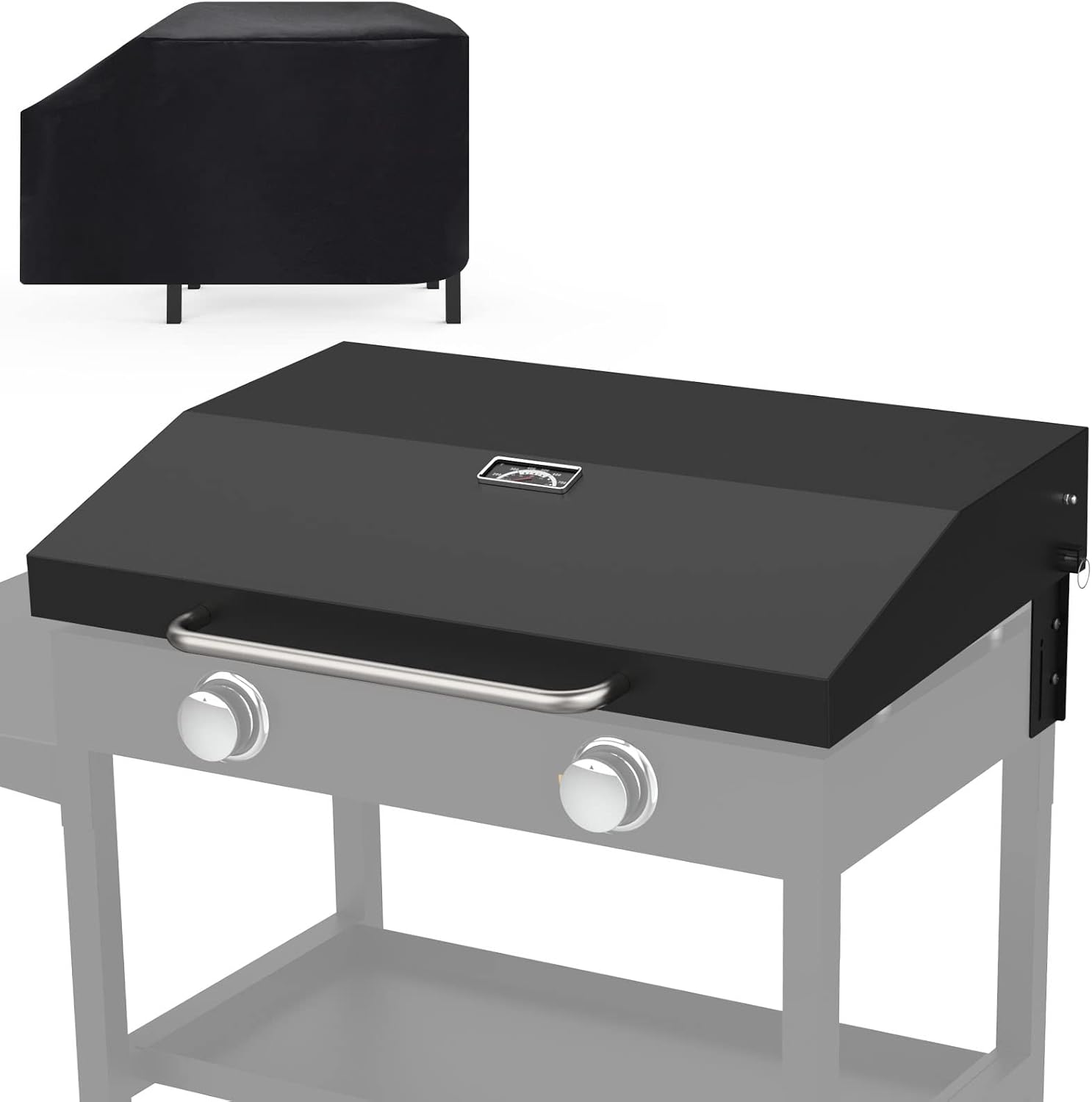 2026 Upgraded Lid for Blackstone Griddle Lid 28 Inch, BBQ Future Hinged Hard Cover with Thermometer & Reinforced Hinge Compatible with 28' Models 1517 2206 1853 1885 & More