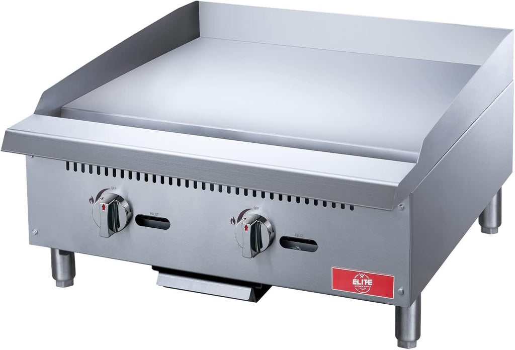 Commercial Countertop Griddle, ETL 24' Flat Top Grill Natural Gas (NG) / Propane, 2 Burners - 60000BTU