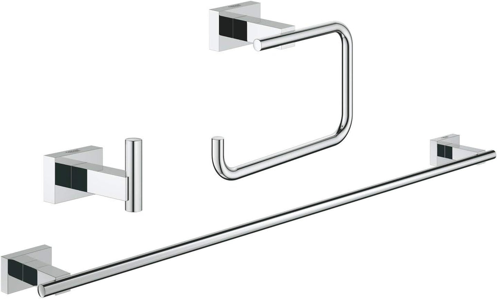 Grohe Essentials Cube 3-in-1 Bathroom Accessory Set, Polished Chrome