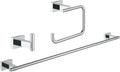 Grohe Essentials Cube 3-in-1 Bathroom Accessory Set, Polished Chrome
