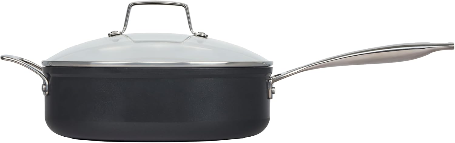 Le Creuset Essential Non-stick Ceramic Sauté Pan with Glass Lid, 4 ¼ qt.