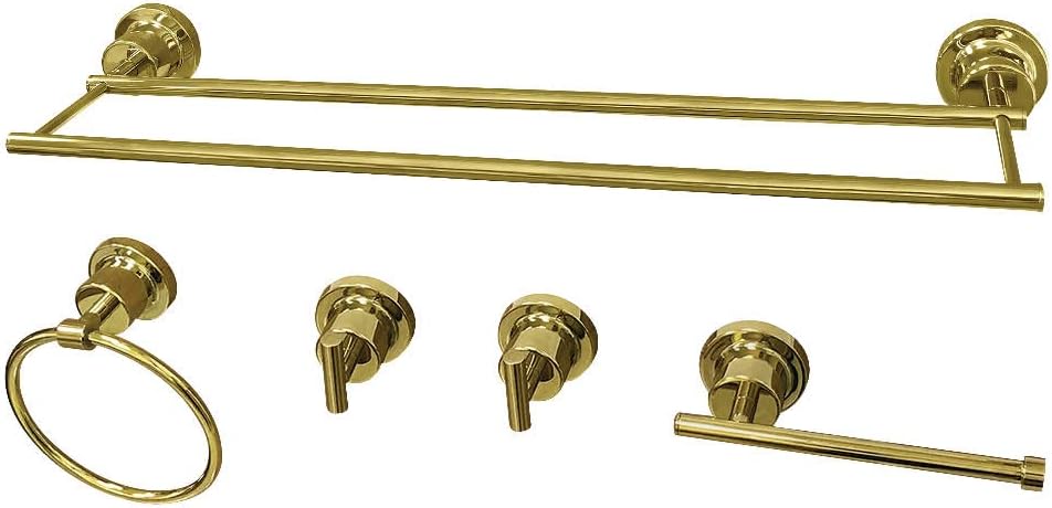 Kingston Brass BAH8213478PB Concord 5-Piece Bathroom Accessory Sets, Polished Brass