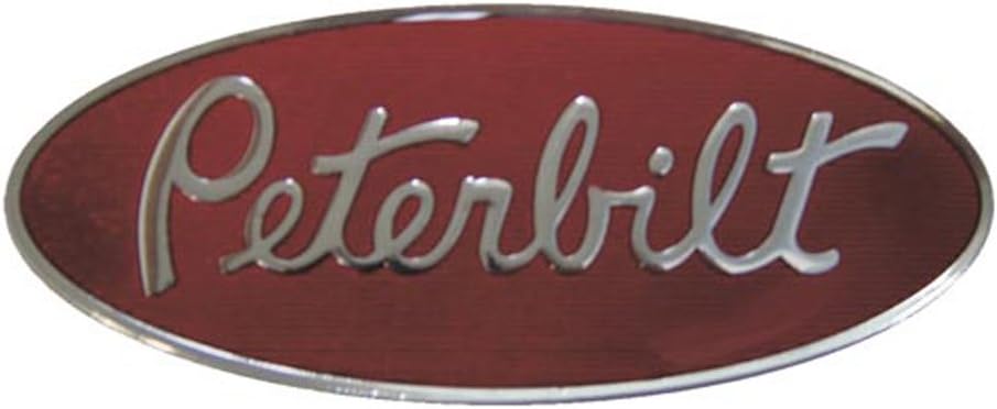 Peterbilt Semi Trucks 3 1/4' x 8' OEM Factory Nameplate Hood Emblem w/Push-On Nuts