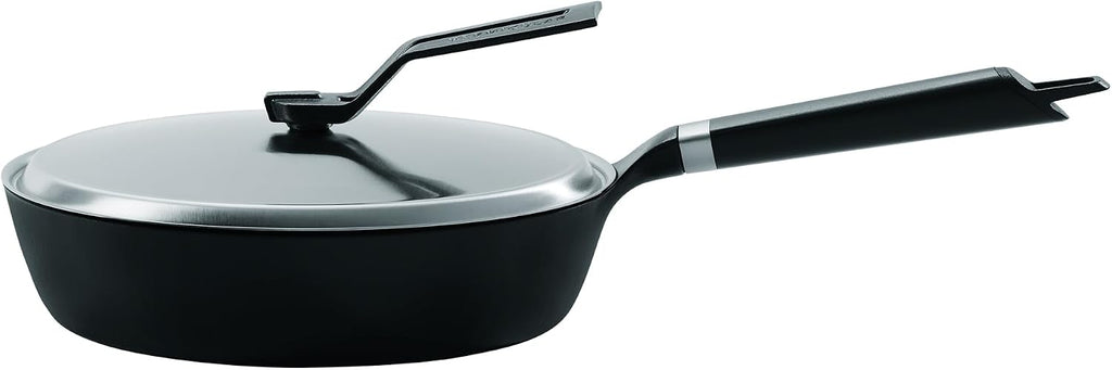 Vermicular Oven-Safe Skillet with Stainless Steel Lid | 24cm Deep (9.4') | Lightweight Enameled Cast Iron Pan with Non-Toxic Enamel Finish | Dishwasher Safe | Induction-compatible | Made in Japan