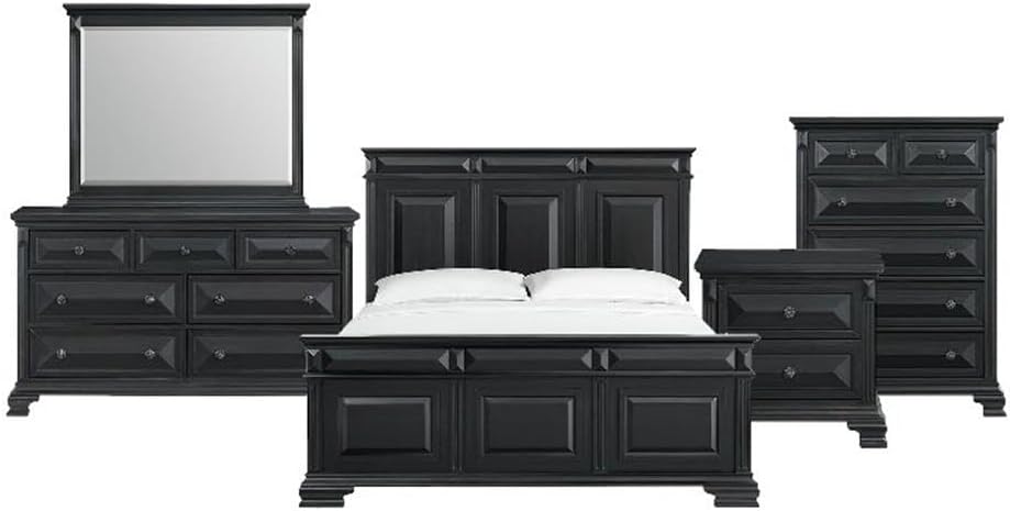 Picket House Furnishings Sumner King Panel 5PC Bedroom Set in Black