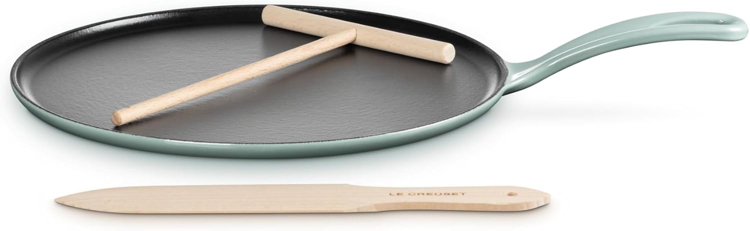 Le Creuset Enameled Cast Iron Traditional Round Crepe Pan, 10.25', Sea Salt