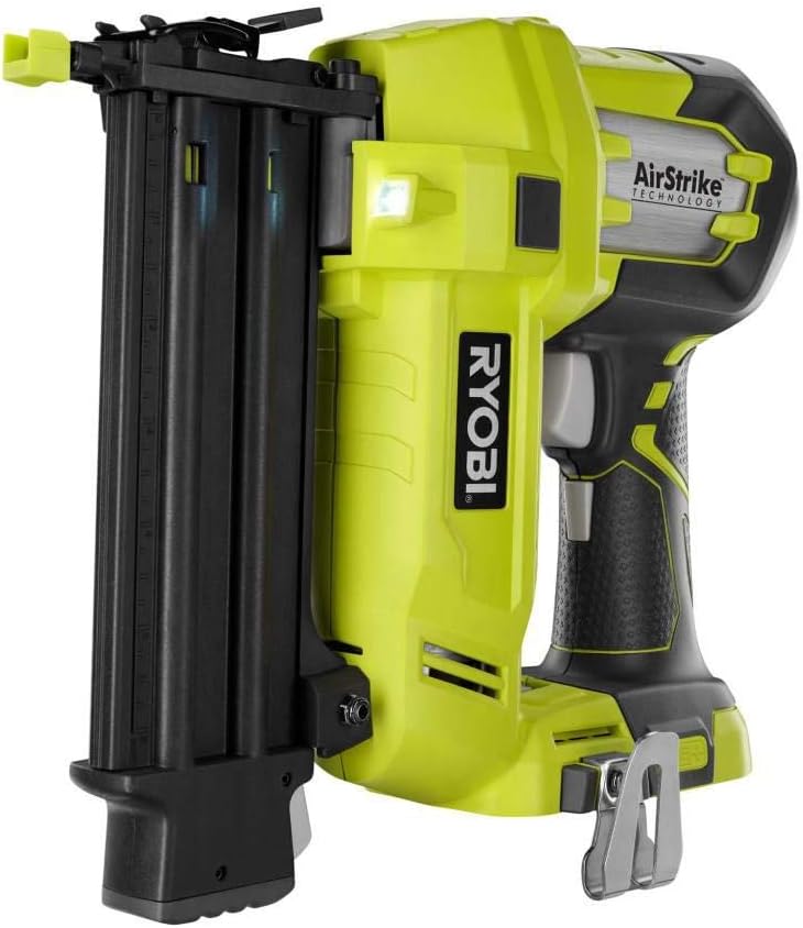 RYOBI P1854 18-Volt ONE+ Lithium-Ion Cordless AirStrike 18-Gauge Brad Nailer with (1) 1.5 Ah Battery and (1) 18-Volt Charger