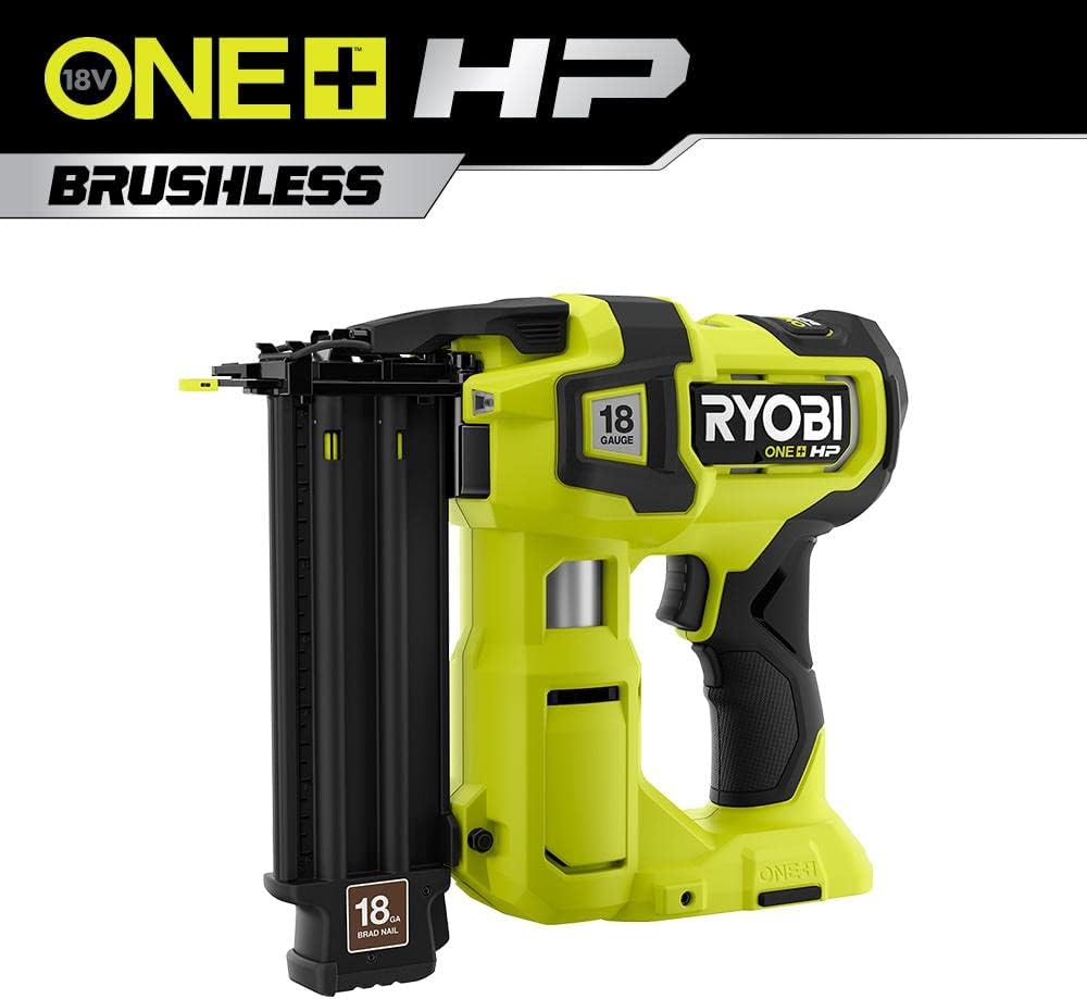 RYOBI ONE+ HP 18V 18-Gauge Brushless Cordless AirStrike Brad Nailer P322 (Tool Only) (Renewed)