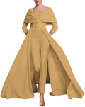 Two Piece Jumpsuit Mother of The Bride Dresses for Women Off Shoulder Satin Elegant Formal Evening Dress for Women