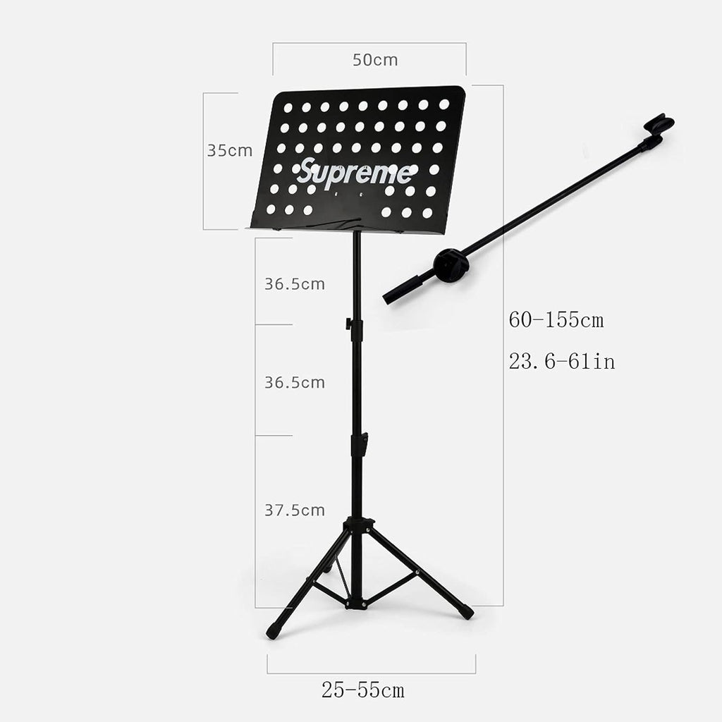 Music Stand Sheet Music Stand Portable Music Stand with Carrying Bag and Microphone Metal Adjustable Height Holder for Laptop Projector Book Stand (Color : Red) (Black)