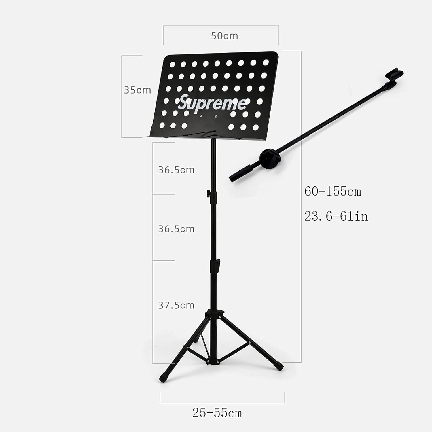 Music Stand Sheet Music Stand Portable Music Stand with Carrying Bag and Microphone Metal Adjustable Height Holder for Laptop Projector Book Stand (Color : Red) (Black)