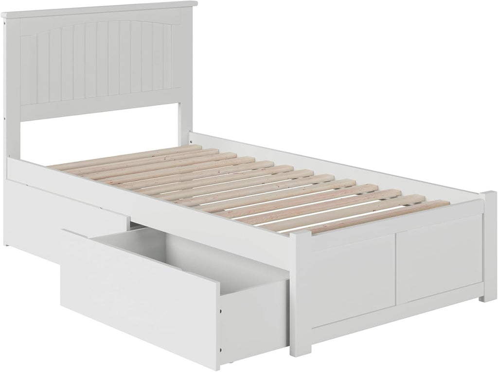 AFI, Nantucket Twin XL Platform Bed with Footboard & Storage Drawers, White