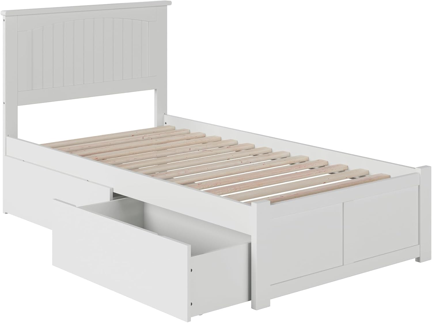 AFI, Nantucket Twin Platform Bed with Footboard & Storage Drawers, White