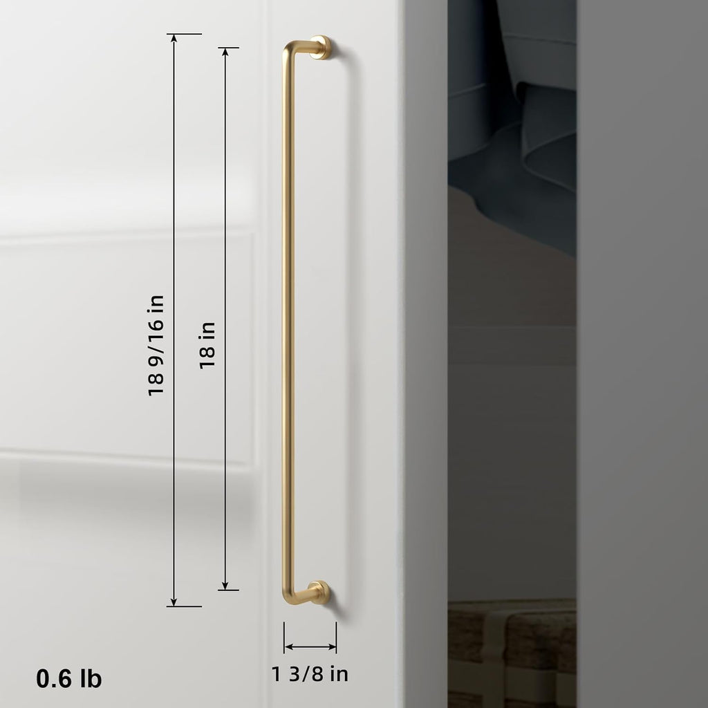 Goo-Ki Champagne Bronze Cabinet Pulls, 18 Inch Heavy Duty Zinc Alloy Handles for Large Pantry, Modern Drawer Hardware for Kitchen and Wardrobes, 6 Pack