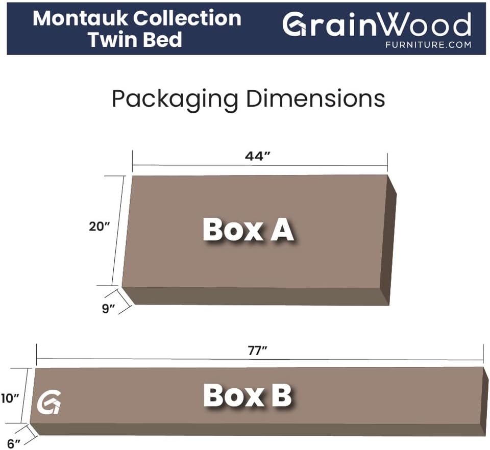 Grain Wood Furniture Montauk Solid Wood Bed, Twin Size, Rustic Walnut