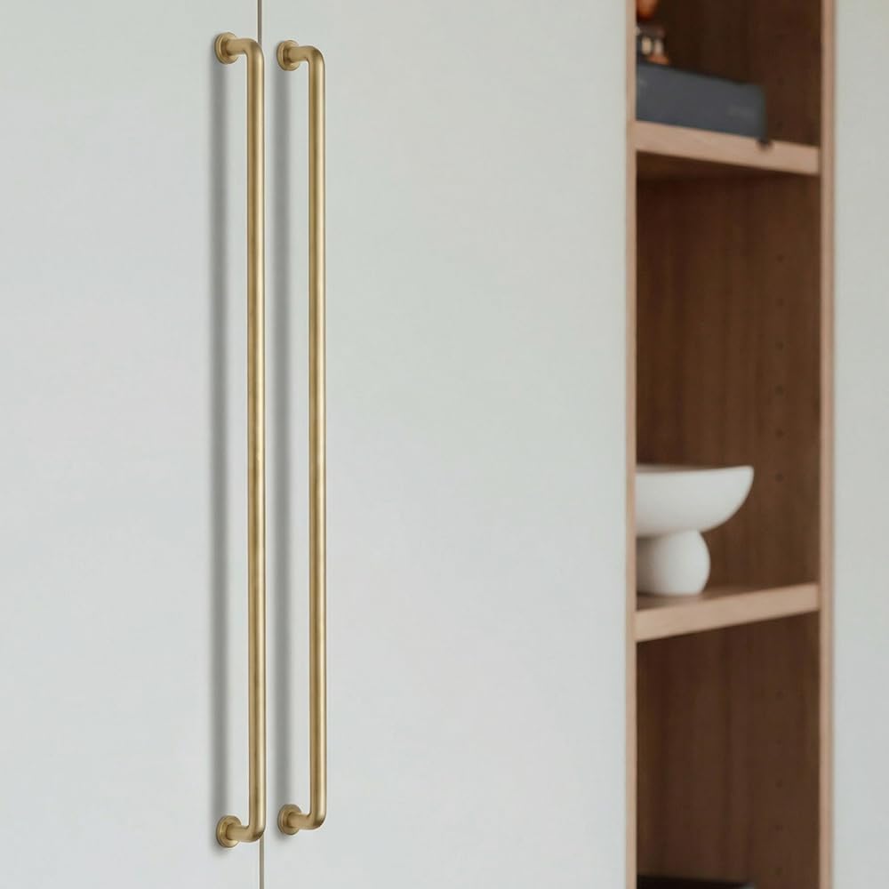 Goo-Ki Champagne Bronze Cabinet Pulls, 18 Inch Heavy Duty Zinc Alloy Handles for Large Pantry, Modern Drawer Hardware for Kitchen and Wardrobes, 6 Pack
