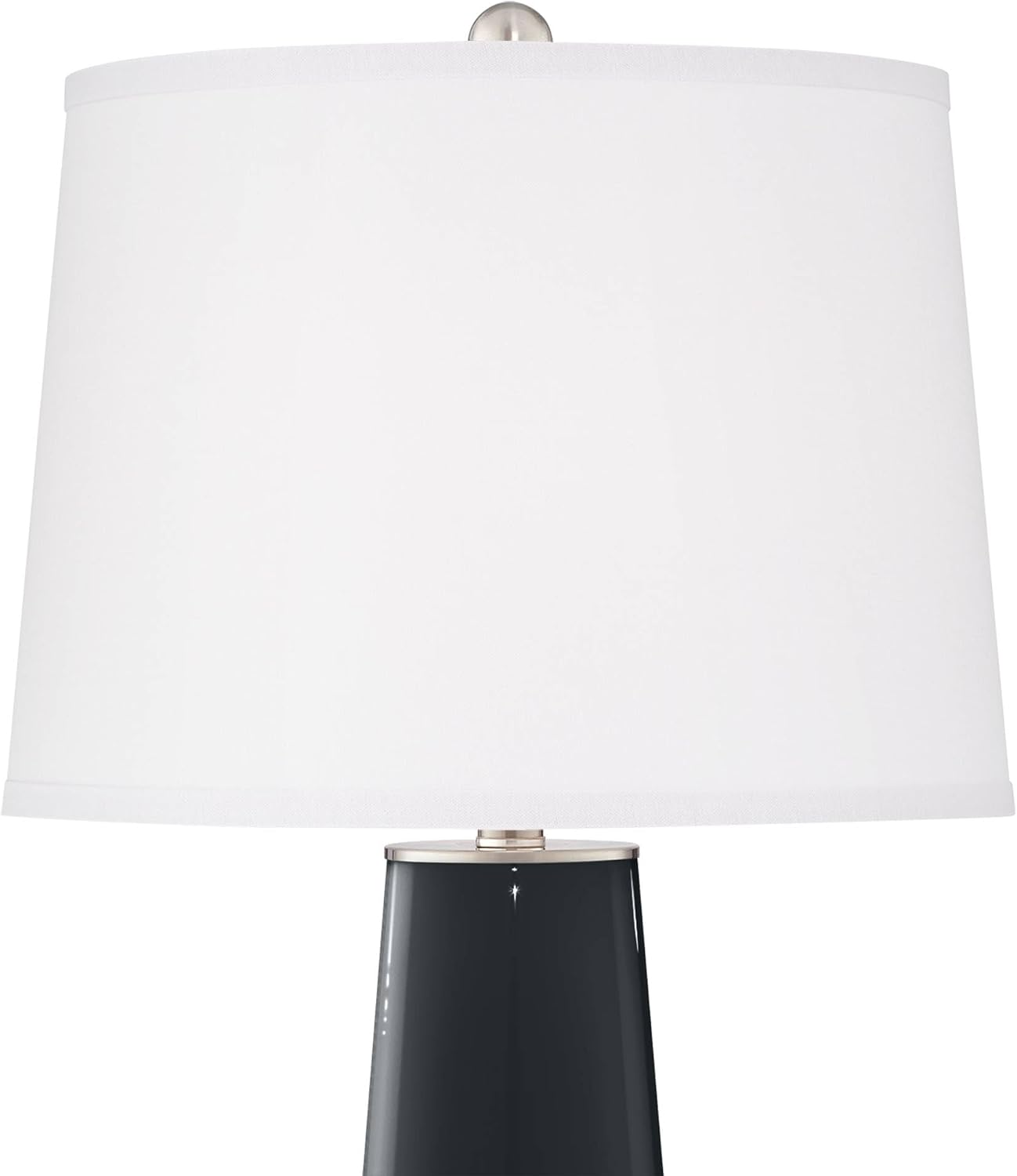 Color + Plus Leo Modern Table Lamps 29 1/2' Tall Set of 2 Black of Night Glass Tapered Column Plain White Drum Shade Decor for Bedroom Living Room House Home Bedside Nightstand Office Family