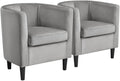Yaheetech Accent Chair, Modern Velvet Armchairs with Big Ample Seat, Cozy Upholstered Barrel Sofa Chair for Living Room Bedroom Waiting Room, Set of 2, Gray