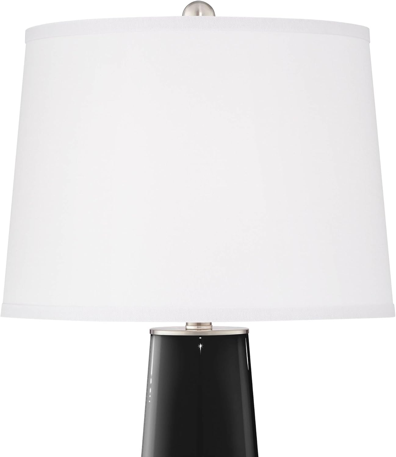 Color + Plus Leo 29 1/2' Tall Cylinder Modern End Table Lamps Set of 2 Tricorn Black Brushed Nickel Finish Glass Fabric White Shade Living Room Bedroom Bedside Nightstand House Office Home Reading