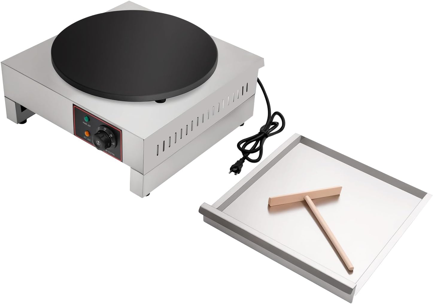 1700W 16' Electric Crepe Maker Commercial Crepe Machine with Spatula and Non-Stick Cooking Surface Pancake Griddle Pan for Kitchen Snack Stand Dessert Shop, 122-572℉ Adjustable