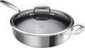 Hell's Kitchen Tri-Clad Hybrid 4 Quart Sauté Pan with Lid, Nonstick, Scratch-Resistant, Ergonomic Handle, Dishwasher Safe, Multi-Cooktop, and Oven-Safe (Original Nonstick)