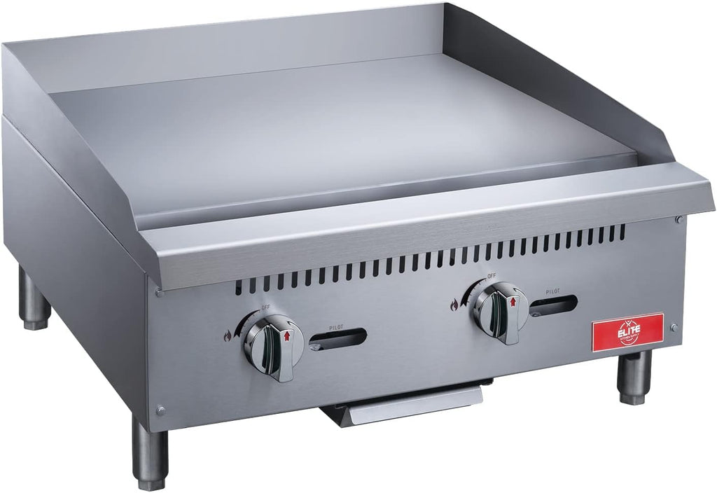 Commercial Countertop Griddle, ETL 24' Flat Top Grill Natural Gas (NG) / Propane, 2 Burners - 60000BTU