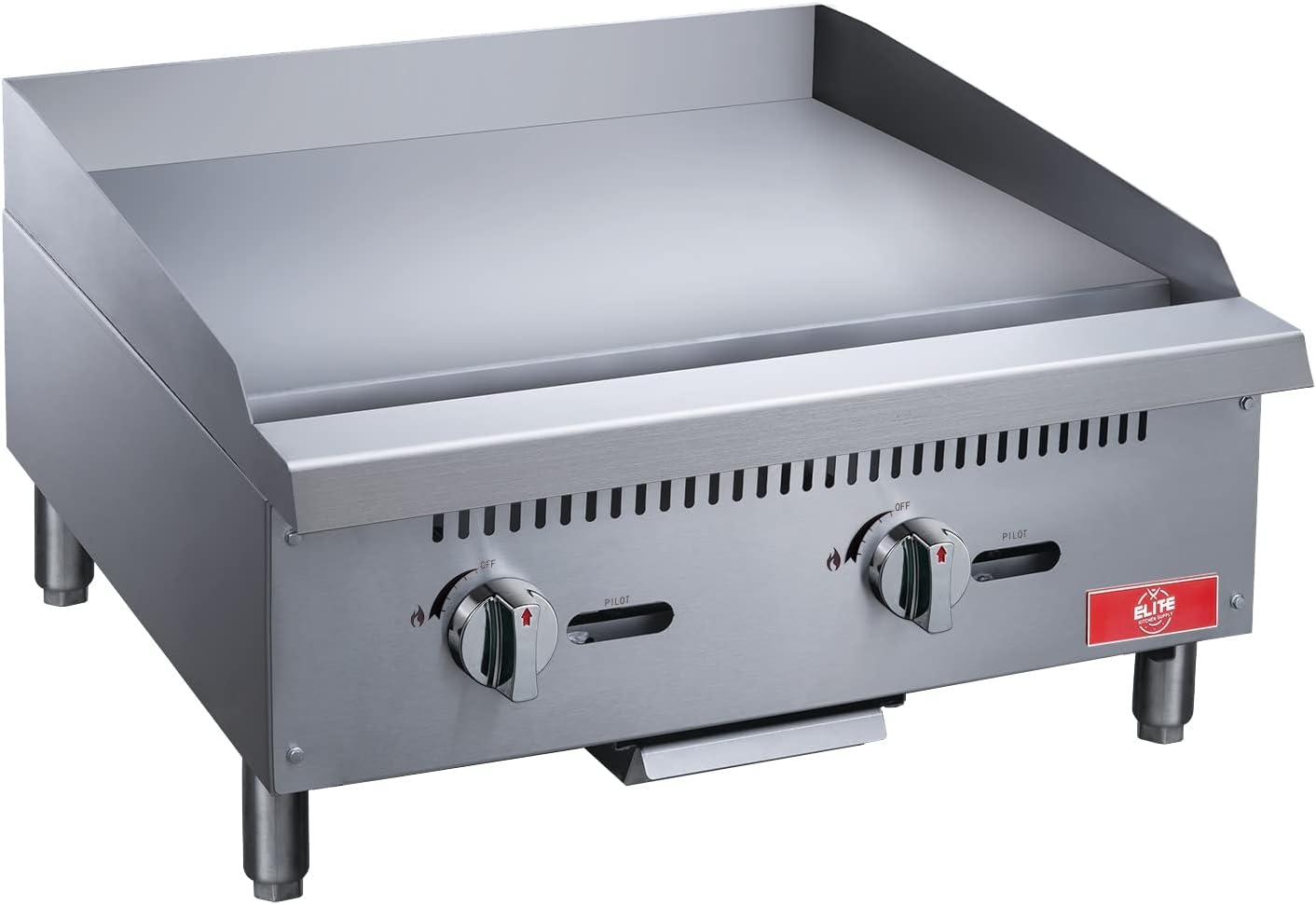 Commercial Countertop Griddle, ETL 24' Flat Top Grill Natural Gas (NG) / Propane, 2 Burners - 60000BTU
