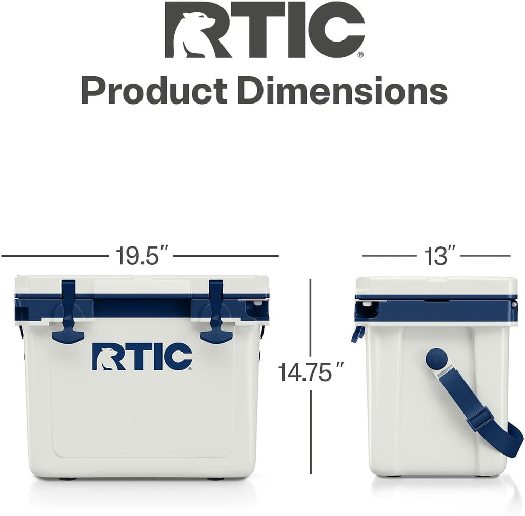 RTIC Ultra-Light Hard Cooler Insulated Portable Ice Chest Box for Drink, Beverage, Beach, Camping, Picnic, Fishing, Boat, Barbecue, 30% Lighter Than Rotomolded Coolers