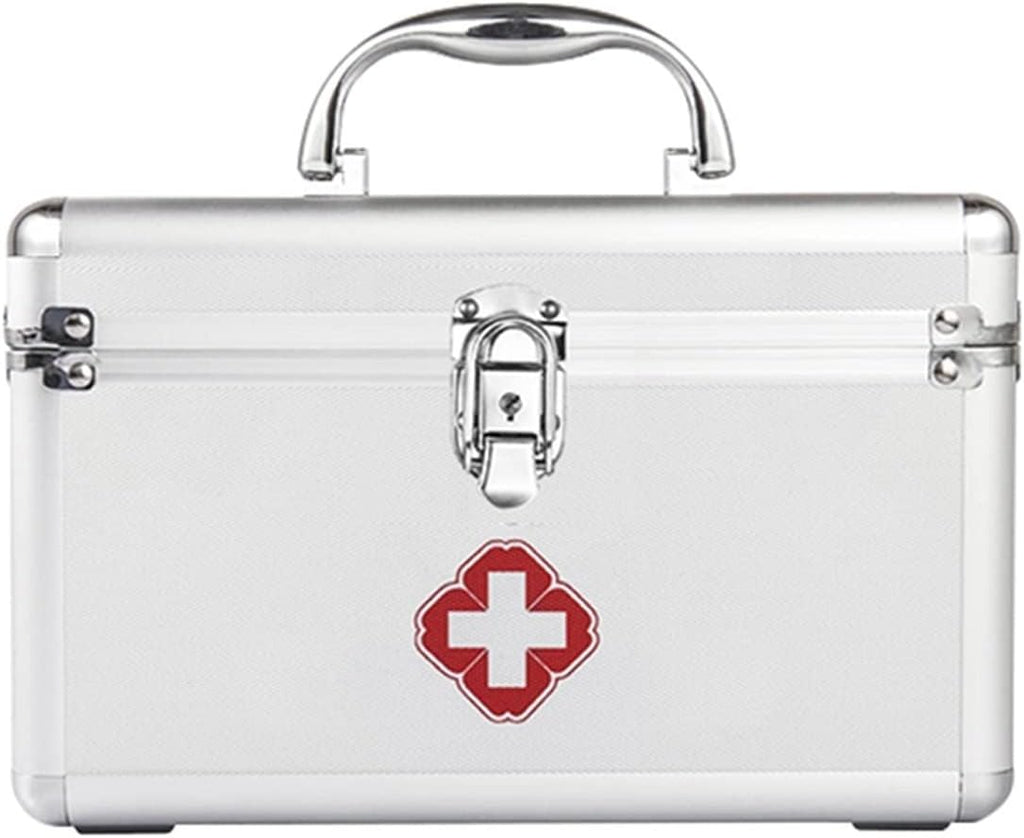 Medicine Storage Box Organizer Jewelry Travel Pill Case Family First Aid Portable Chest Cabinets -Empty Kit Medical Supplies Collection Container with Lock for Home