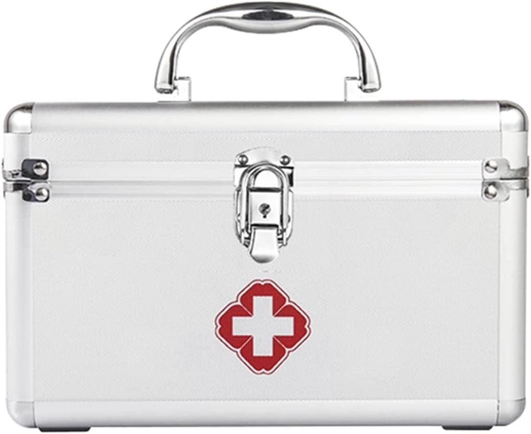 Medicine Storage Box Organizer Jewelry Travel Pill Case Family First Aid Portable Chest Cabinets -Empty Kit Medical Supplies Collection Container with Lock for Home