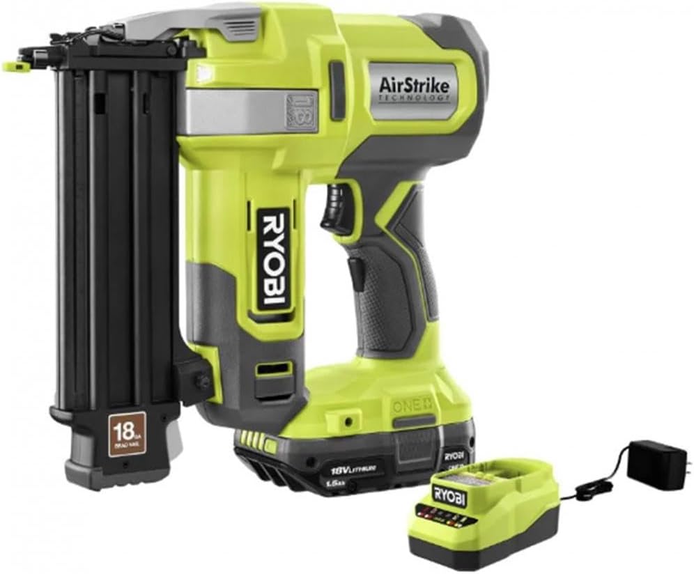 RYOBI 18V ONE+ AirStrike 18GA Brad Nailer Kit (Bulk Packaged) P321K (Renewed)