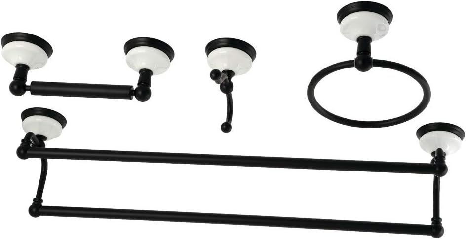 Kingston Brass BAK1113478MB Victorian 4-Piece 24-Inch Dual Towel Bar Bathroom Accessory Set in Matte Black