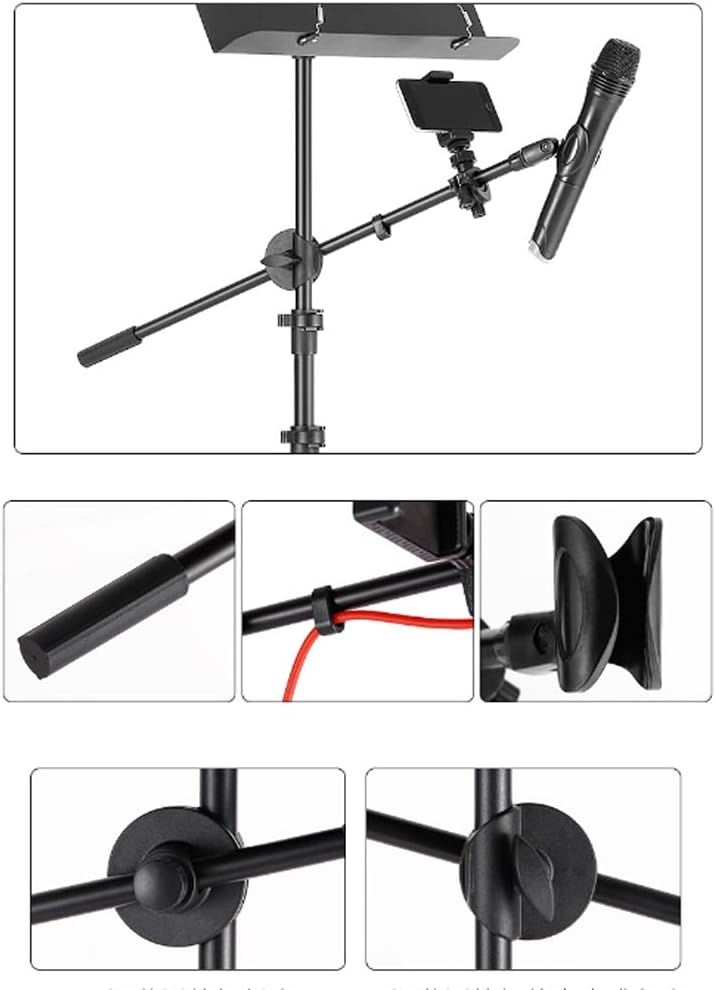 OSCCAR Music Stand Dual-Use Professional Portable Foldable Sheet Music Stand Book Stand with Microphone Stand Holder and Carry Bag Projector Stand Sheet Music Stand
