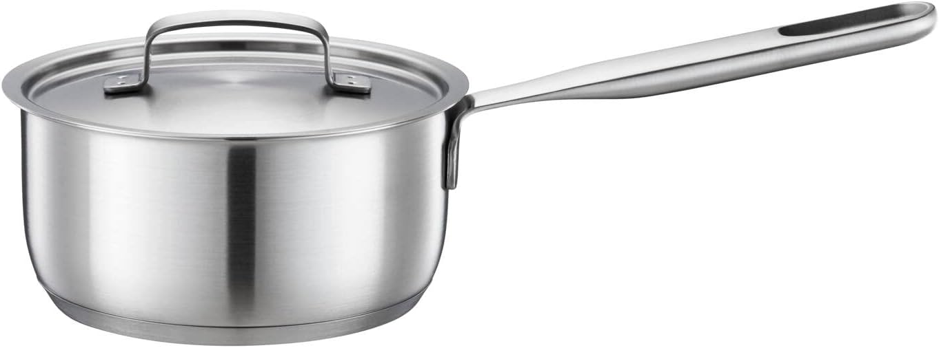 Fiskars 1064750 Saucepan with Handle, 1.5 L, Uncoated Saucepan, Suitable for All Cookers, Recycled Stainless Steel, Silver, 1064750