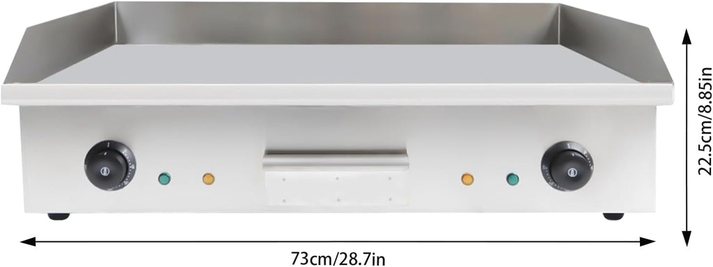 29 Inch Commercial Electric Griddle, 3000W Electric Countertop Griddle, Flat Top Grill Hot Plate BBQ, Non-Stick Teppanyaki Grill, Stainless Steel Restaurant Electric Countertop Griddle Tabletop Grill