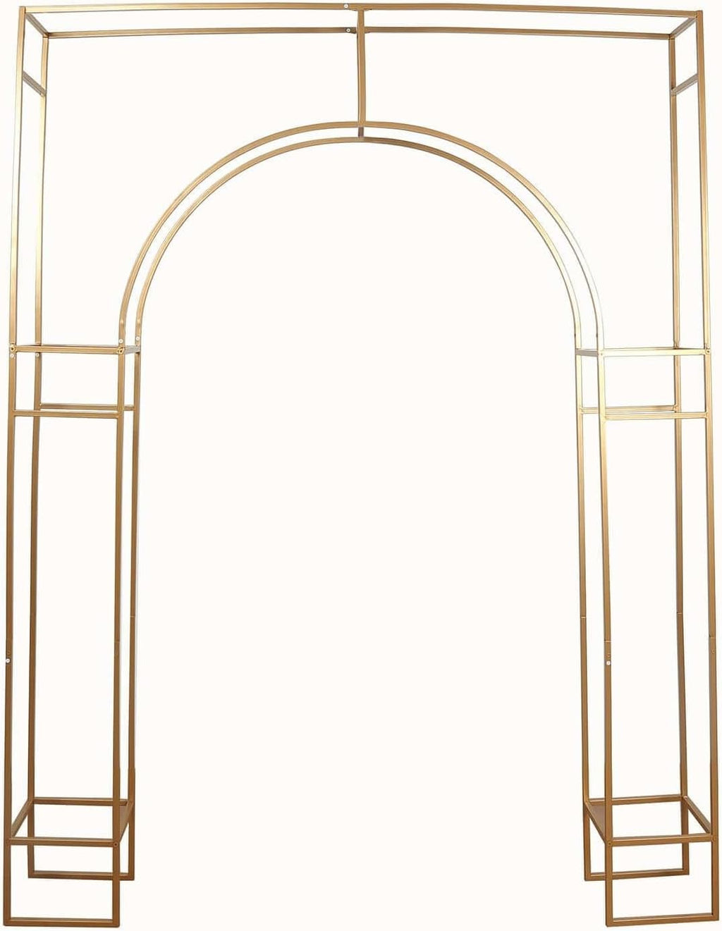 8 Feet Gold Metal Rectangular Wedding Arch in Arc de Triomphe Style | Heavy Duty Golden Backdrop Stand for Party Events Reception Photography Home Decorations Supplies