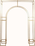 8 Feet Gold Metal Rectangular Wedding Arch in Arc de Triomphe Style | Heavy Duty Golden Backdrop Stand for Party Events Reception Photography Home Decorations Supplies