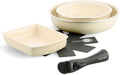 GREENPAN CC007539-004 Green Bread Frying Pan, Egg Pot, Set of 5, Removable Handle, IH Gas, Dishwasher Safe, Non-Toxic Substances, PFAS Free, Ceramic Coating, Click Chef, Stick-Resistant, Easy to