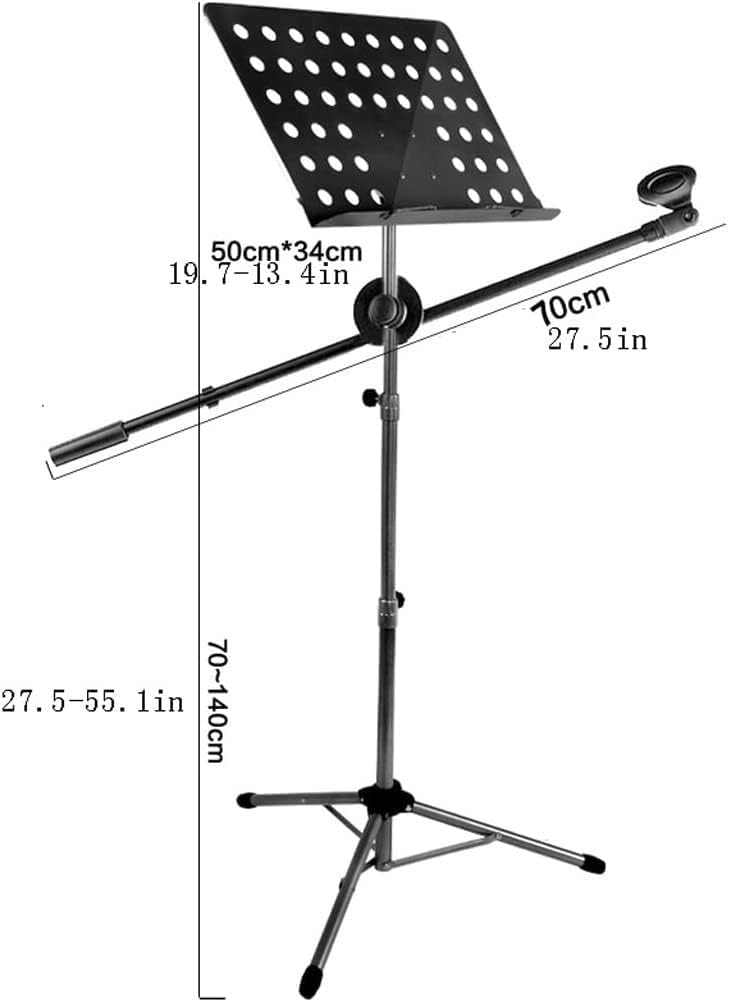 Music stand， Music Stand With Microphone Tablet And Phone Holder Height 70-190cm(Style 1,70140cm)