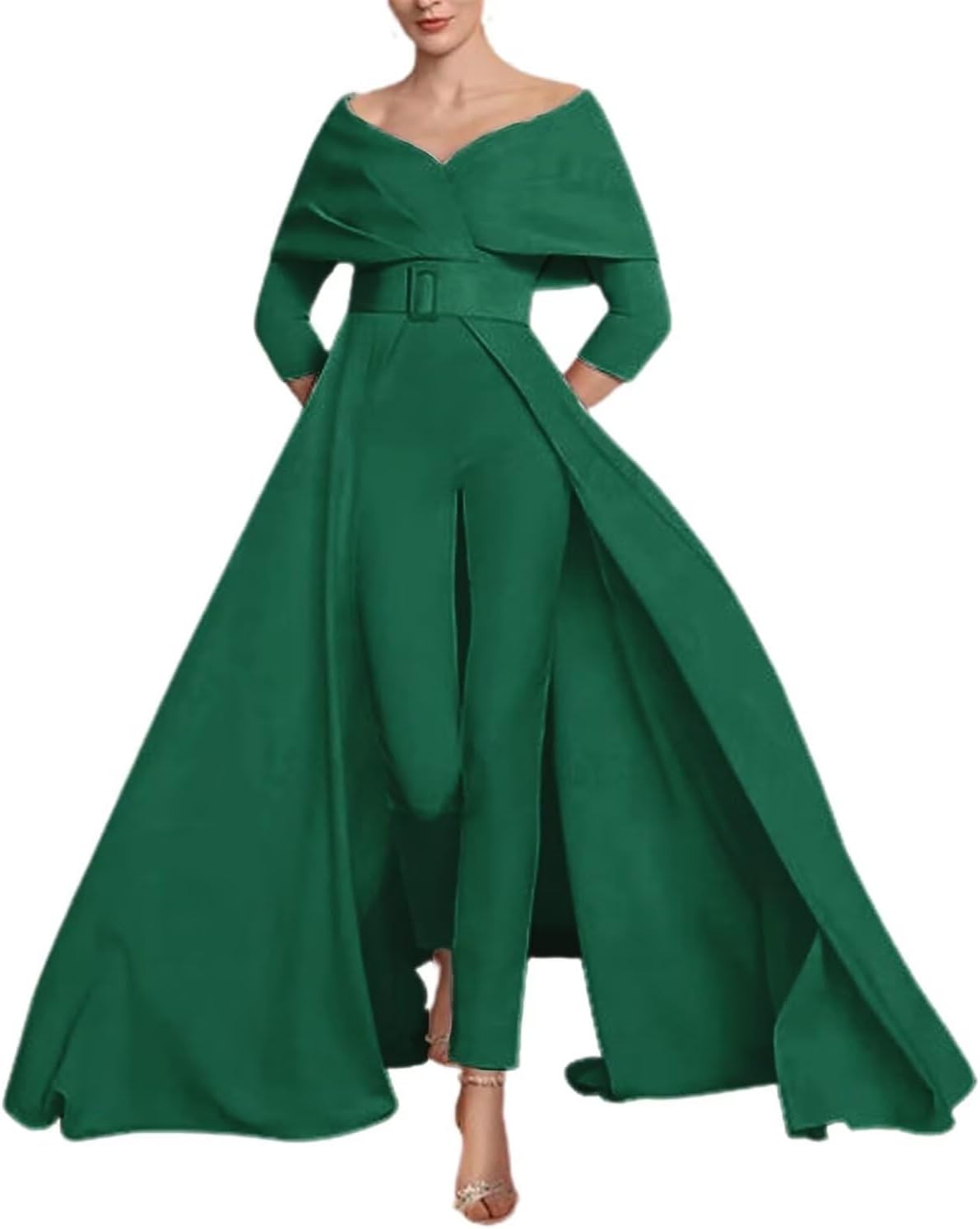 Two Piece Jumpsuit Mother of The Bride Dresses for Women Off Shoulder Satin Elegant Formal Evening Dress for Women