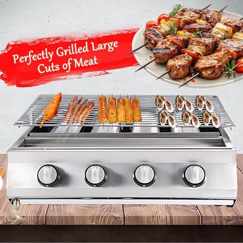 40'' Tabletop Grill Commercial Gas BBQ Grill w/ 8 Burners Portable Gas Barbecues Griddle, for Parties, Backyard barbeques, Camping or Picnicking