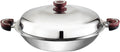 BUFFALO Clad Stainless Steel Wok Pan with Lid Flat Bottom 14 inch (35cm) Stir Frying Pan Tri-Ply Nonstick Cookware - Double Handle Cooking Pot for Induction/Electric/Gas Stoves